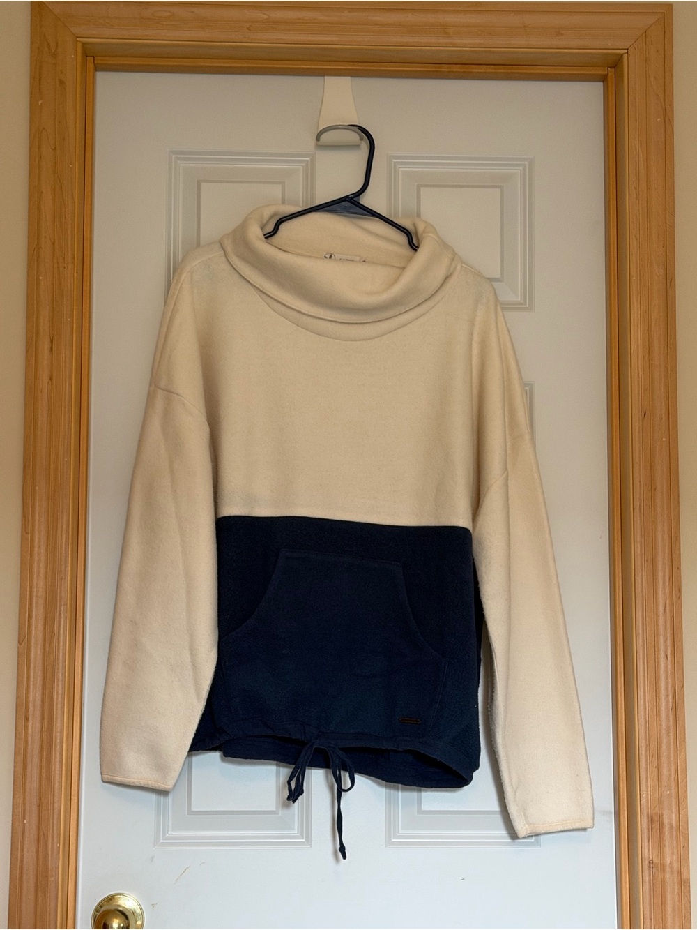 Carve Designs Cozy Two-Tone Funnel Neck Sweater - Cream and Navy